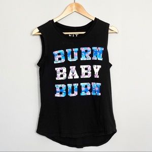 F.I.T. Burn baby burn cut off graphic tank Sz SM
